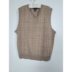Club Room Women's Checkered V-Neck Lambswool Sweater Vest Brown Size Medium